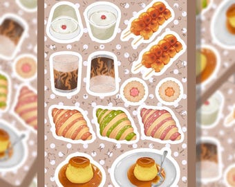Shiny foods sticker sheet | Elegant dessert stickers | Washi paper with glossy or matte finish