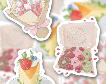 Floral Sweets Sticker | Holographic Die Cut Decal