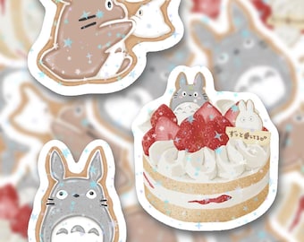 Cute Japanese Character Cookies & Cake Vinyl Sticker | Holographic Die Cut Decal