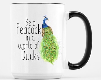 Taza de café con diseño de pavo real - Regalo temático "Sé un pavo real"