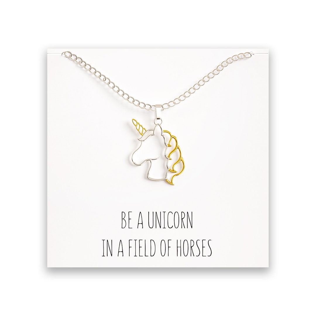 Unicorn Necklace – Unicorn Pendant – Gold Silver – Message Card