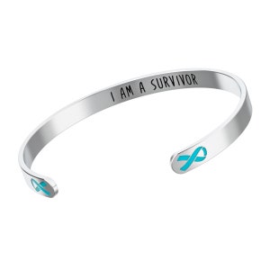 Personalized Engraved Bracelet For Ovarian Cancer Awareness - Fundraising & Gift Idea