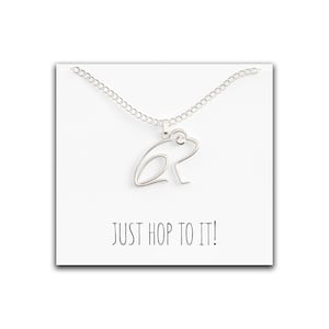 Frog Necklace – Cute Pendant Gift – Sweet and Funny Message Card – Just Hop to It! – Great Gift Idea - Silver Plated