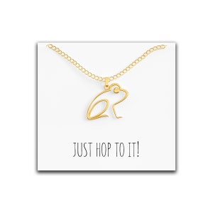Frog Necklace – Cute Pendant Gift – Sweet and Funny Message Card – Just Hop to It! – Great Gift Idea - Gold Plated
