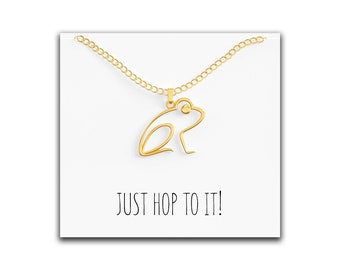 Gold Plated Frog Necklace – Cute Pendant, 18 inch Chain