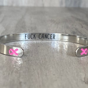 Breast Cancer Awareness Bracelet - Pink Ribbon, “Funk Cancer” - Gift for Women