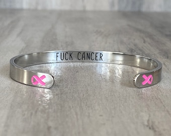 Breast Cancer Awareness Bracelet - Pink Ribbon, “Funk Cancer” - Gift for Women