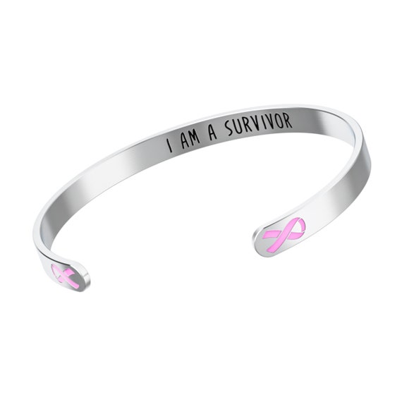 Breast Cancer Awareness Bracelet Pink Ribbon, “I Am A Survivor