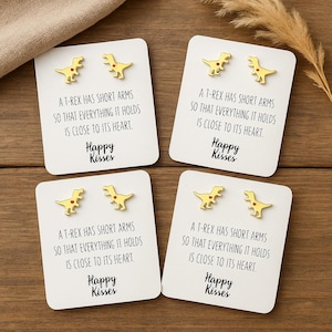 T-Rex Stud Earrings Set – Dinosaur Gift, Silver Gold Rose Gold