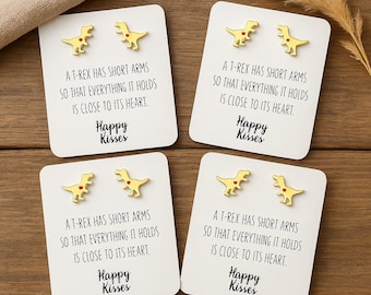 T-Rex Stud Earrings Set – Dinosaur Gift, Silver Gold Rose Gold