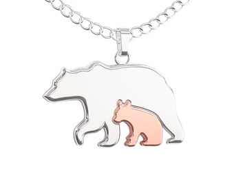 Set di ciondoli in argento sterling con mamma orsa e orsetto - Italia