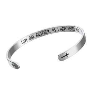 Love One Another As I Have Loved You Cross Bracelet – Religious Bracelet – John 15:12 — Catholic or Christian Women & Girls