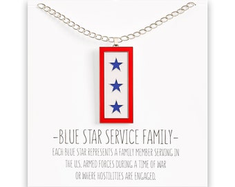 Blue Star Mom Pendant – Three Star Service Flag Necklace