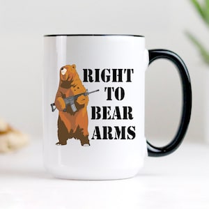2nd Amendment Coffee Mug Right To Bear Arms Funny Gun Lovers Gift 15 oz - Black Handle