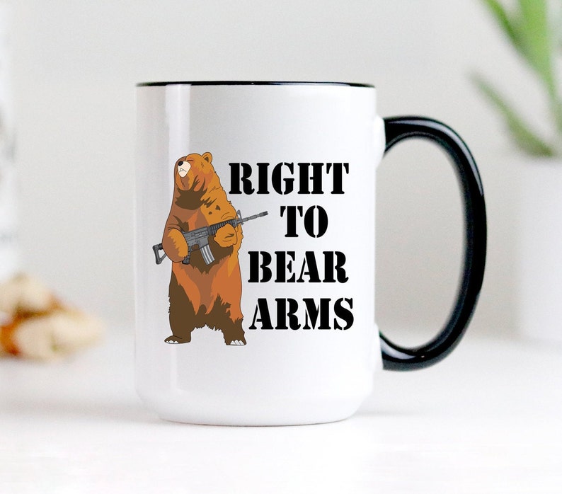 2nd Amendment Coffee Mug Right To Bear Arms Funny Gun Lovers Gift 15 oz - Black Handle