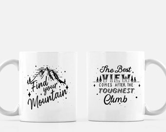 Taza de café de montaña – Regalo para excursionistas, Frase inspiradora para escaladores