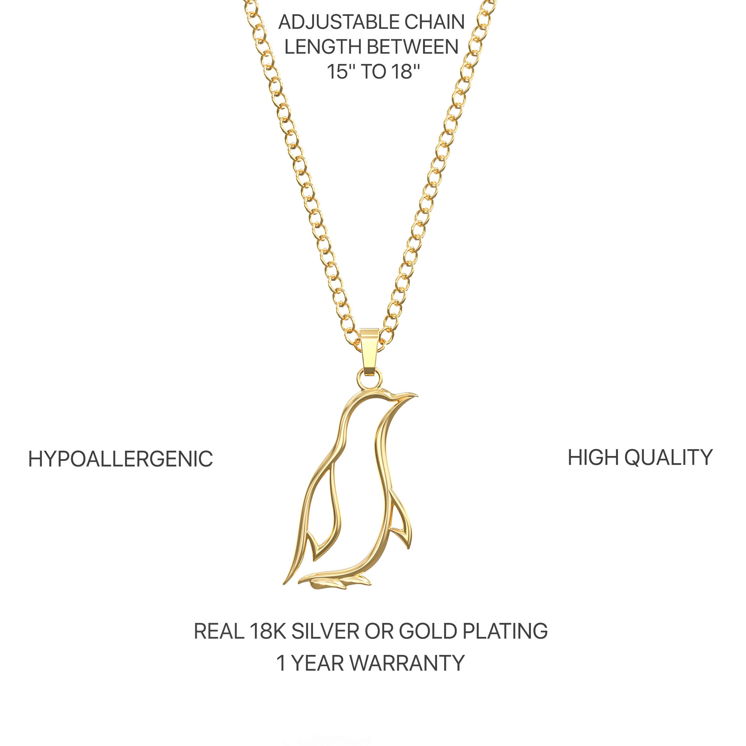 Collar De Pingüino Delicado: Dije De Pingüino De Plata O Oro Reciclado - México