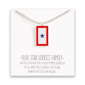 Blue Star Service Flag Necklace – Blue Star Mom Pendant– One Blue Star – Message Card