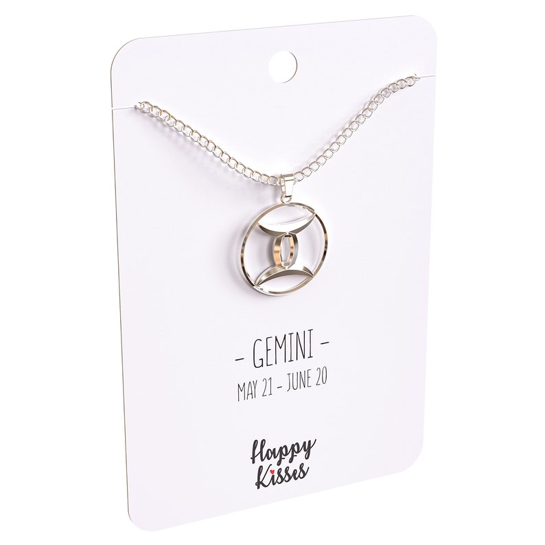 Gemini Constellation Zodiac Necklace Astrology Horoscope Pendant Silver Plated- Birthday May 21 to June 20