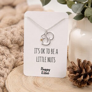 Squirrel Necklace with Acorn – 18K Silver Plated Animal Lover Gift