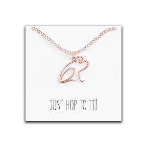 Frog Necklace – Cute Pendant Gift – Sweet and Funny Message Card – Just Hop to It! – Great Gift Idea - Rose Gold Plated