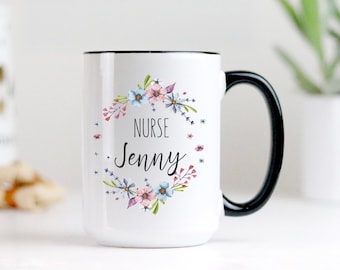 Benutzerdefinierte Krankenschwester Kaffeebecher Geschenk - Name hinzufügen - RN Geschenke