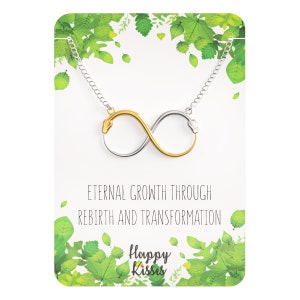 Ouroboros Snake Necklace – World Serpent Pendant - “Eternal Growth” Message – Cute Charm Gift for Any Women or Teen