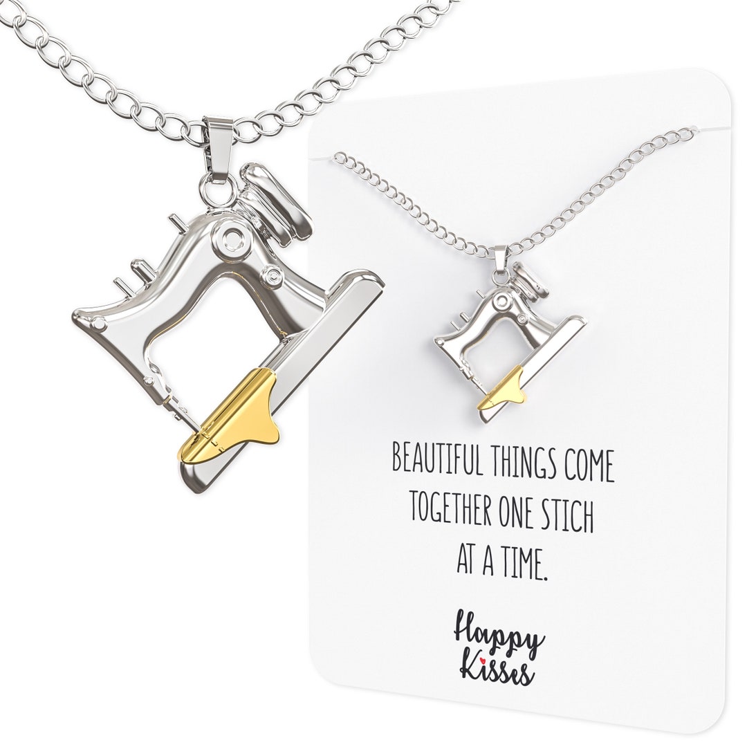 Sewing Machine Pendant Necklace – Quilter Gift, Silver & Gold Charm - Etsy