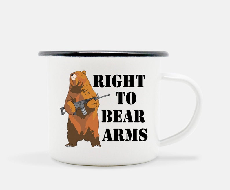 2nd Amendment Coffee Mug Right To Bear Arms Funny Gun Lovers Gift Camp Mug - Black Rim