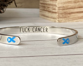 Prostate Cancer Awareness Bracelet – Light Blue Ribbon, “Funk Cancer” - Gift