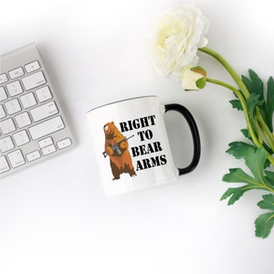 2nd Amendment Coffee Mug Right To Bear Arms Funny Gun Lovers Gift 11 oz - Black Handle