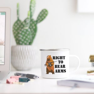 2nd Amendment Coffee Mug Right To Bear Arms Funny Gun Lovers Gift Camp Mug - Steel Rim