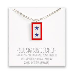 Blue Star Service Family Necklace – 18K Silver, Two Blue Stars
