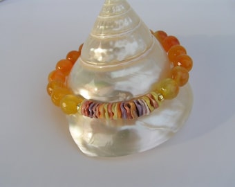 ACHAT ARMBAND MUSCHELN Gelb - Orange