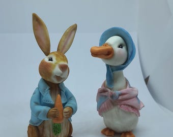 Handmade Edible Peter Rabbit and Jemima Puddle Duck Cake Toppers, party theme  Birthday Decoration