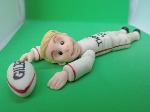 Rugby Player Cake Topper Handmade Edible Personalised Birthday Etsy - edible personalised roblox icing cake topper 7 12 image only