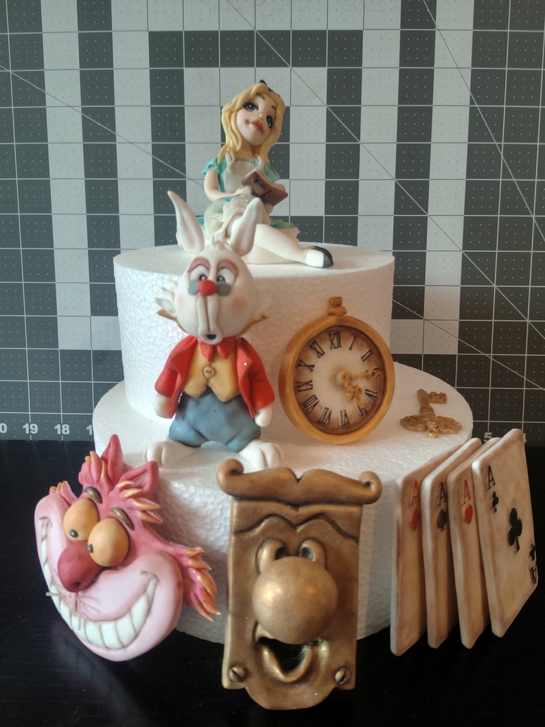 Alice in wonderland personalised cake toppers handmade edible | Etsy
