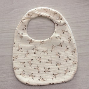 Bavoir bébé double gaze ou coton nid d'abeille, cadeau de naissance, bavoir camel, bavoir écru,vendu à lunité 1 Double gazefeuille