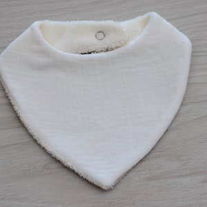 Bavoir bandana double gaze pour bébé, cadeau de naissance, bavoir fleurs, bavoir blanc, vendu à lunité C : Uni Blanc