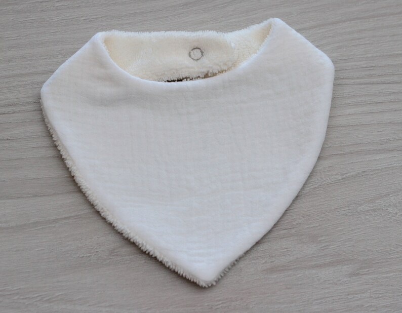 Bavoir bandana double gaze pour bébé, cadeau de naissance, bavoir fleurs, bavoir blanc, vendu à lunité C : Uni Blanc