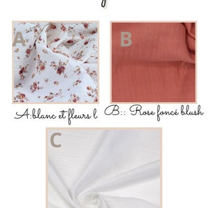 Bavoir bandana double gaze pour bébé, cadeau de naissance, bavoir fleurs, bavoir blanc, vendu à lunité image 9