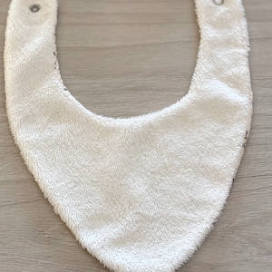 Double gauze bandana bib for baby, birth gift, mustard and beige bib, embroidered bib or flower pattern, sold individually image 6