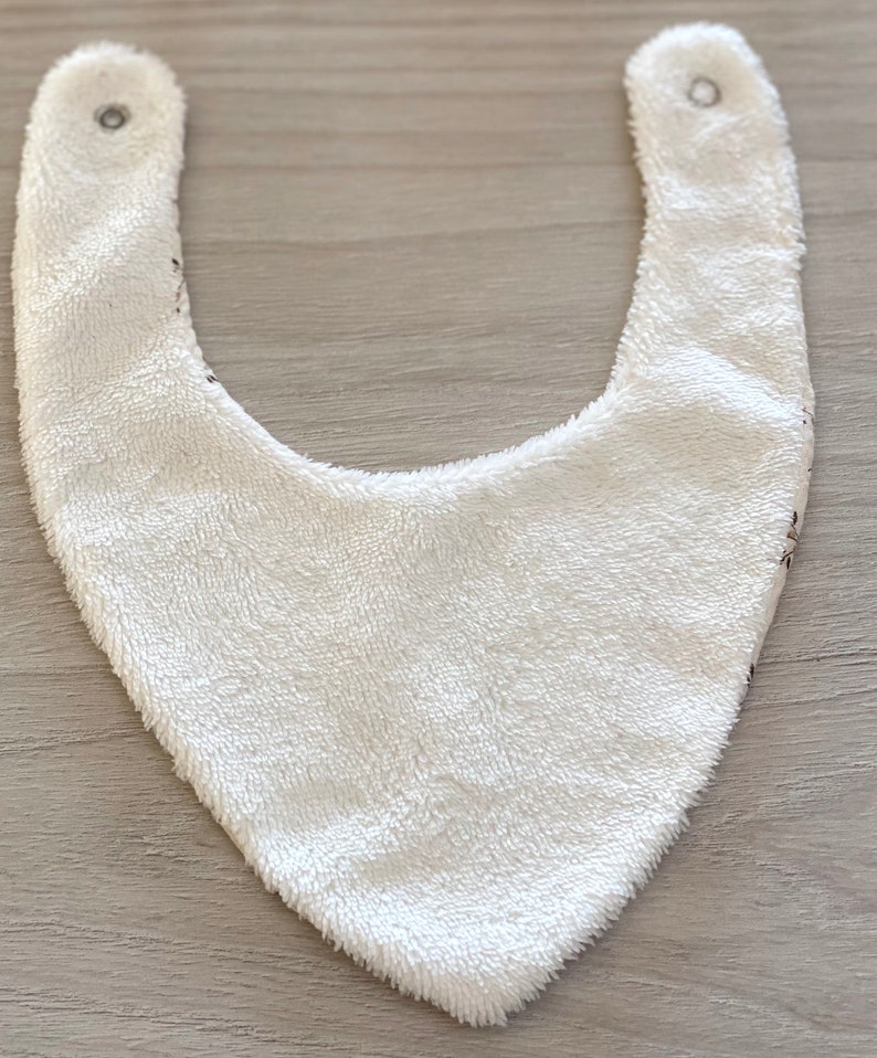Double gauze bandana bib for baby, birth gift, mustard and beige bib, embroidered bib or flower pattern, sold individually image 6