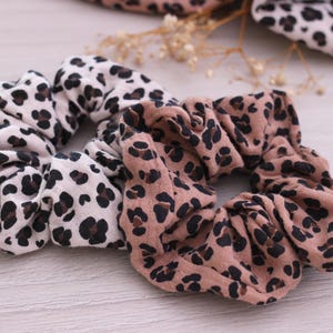 Leopard scrunchie, scrunchie, double leopard cotton gauze scrunchie, women&#39;s scrunchie, sold individually