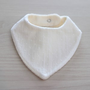 Double gauze bandana bib for baby, birth gift, ecru bib, white, sold individually Blanc Plumetis