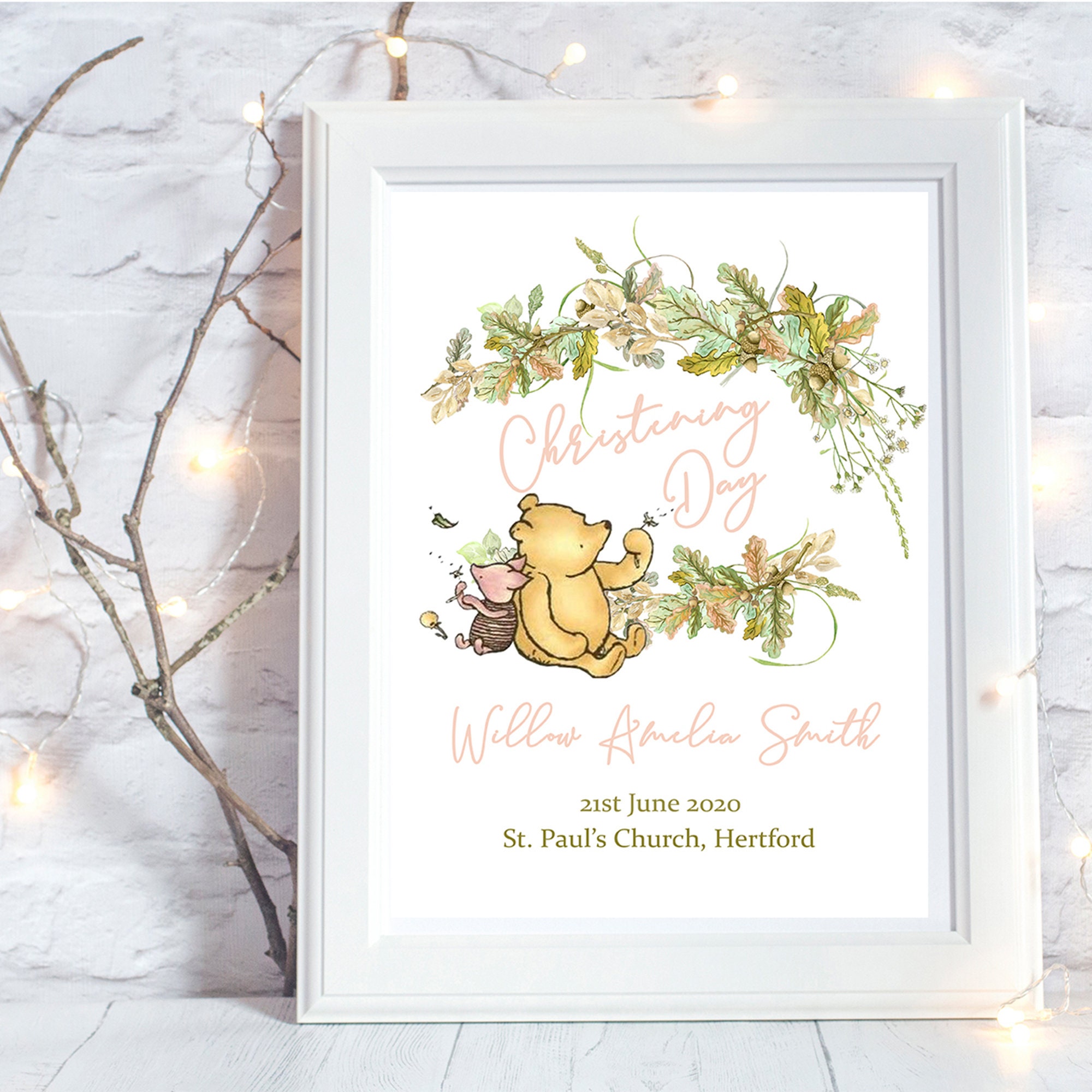 Winnie the Pooh Custom Personalised Wreath Christening Baptism Etsy