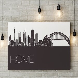 Arte imprimible del hogar del horizonte de Sydney, colores personalizados