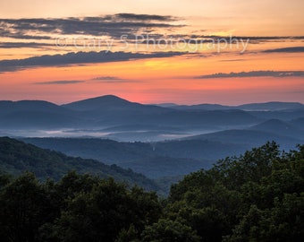 Photograph Print of Grandfather Mountain Sunrise off the Blue Ridge Parkway, North Carolina- Appalachian