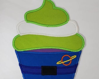 Alien Toy Story Cupcake Applique Design 4x4 5x7 and 6x10 Instant Download Happy Day Applique