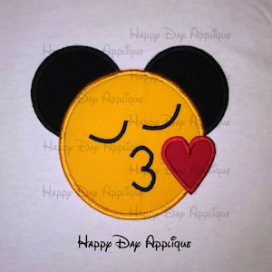 Mickey Mouse Kiss Heart Lips Love Emoji Applique Design 5x7 and 6x10 Instant Download Happy Day Applique